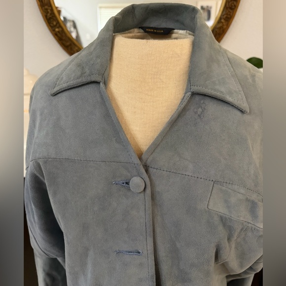 Gray Suede Button-Up Jacket - Picture 9 of 9